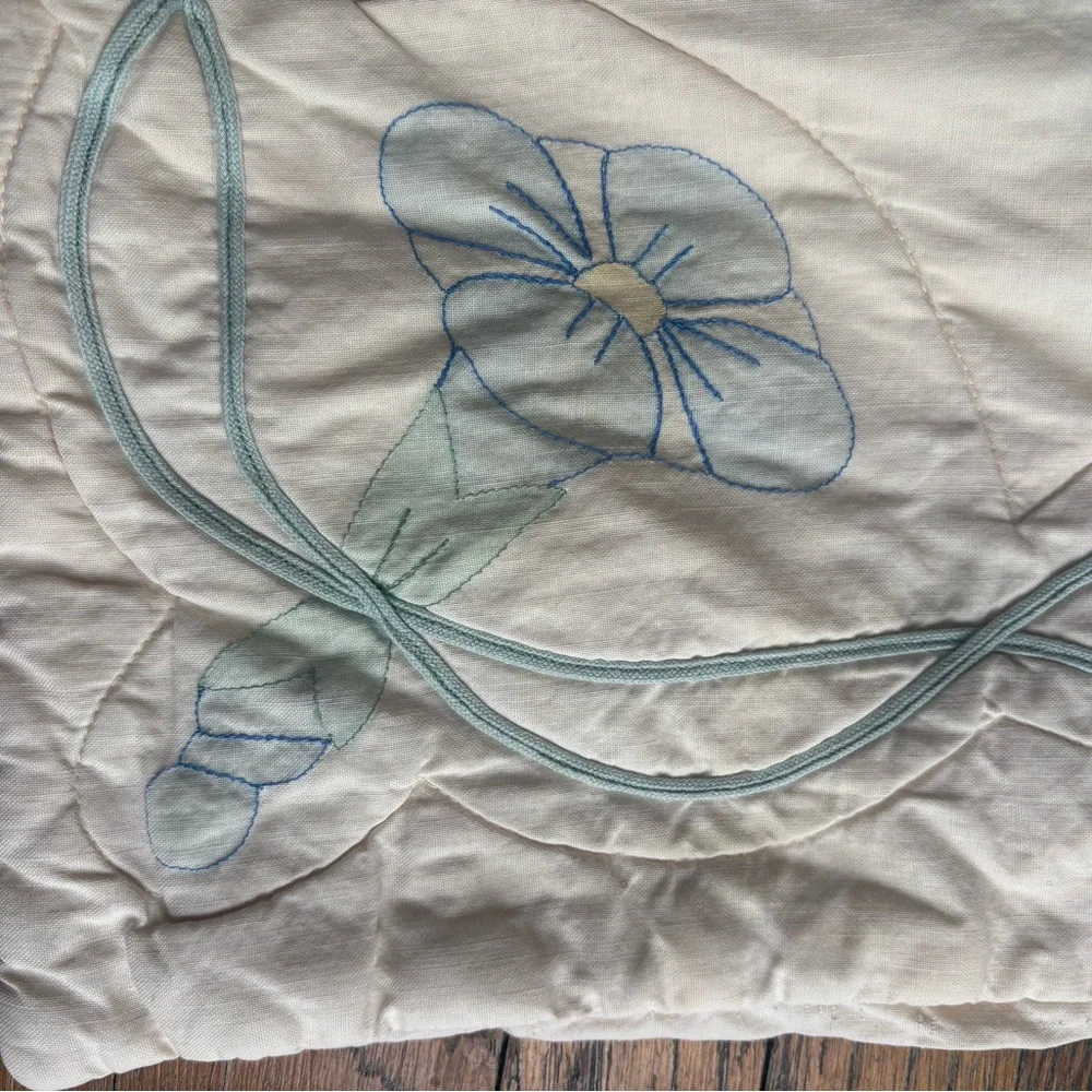 100% Cotton Floral Embroidered Quilted Pillow Cases (2) | Cottagecore